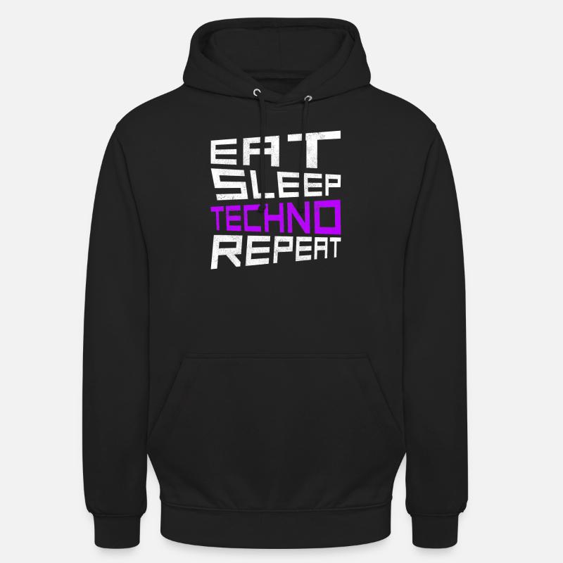 manger du sommeil techno répéter - Sweat-shirt à capuche unisexe - noir