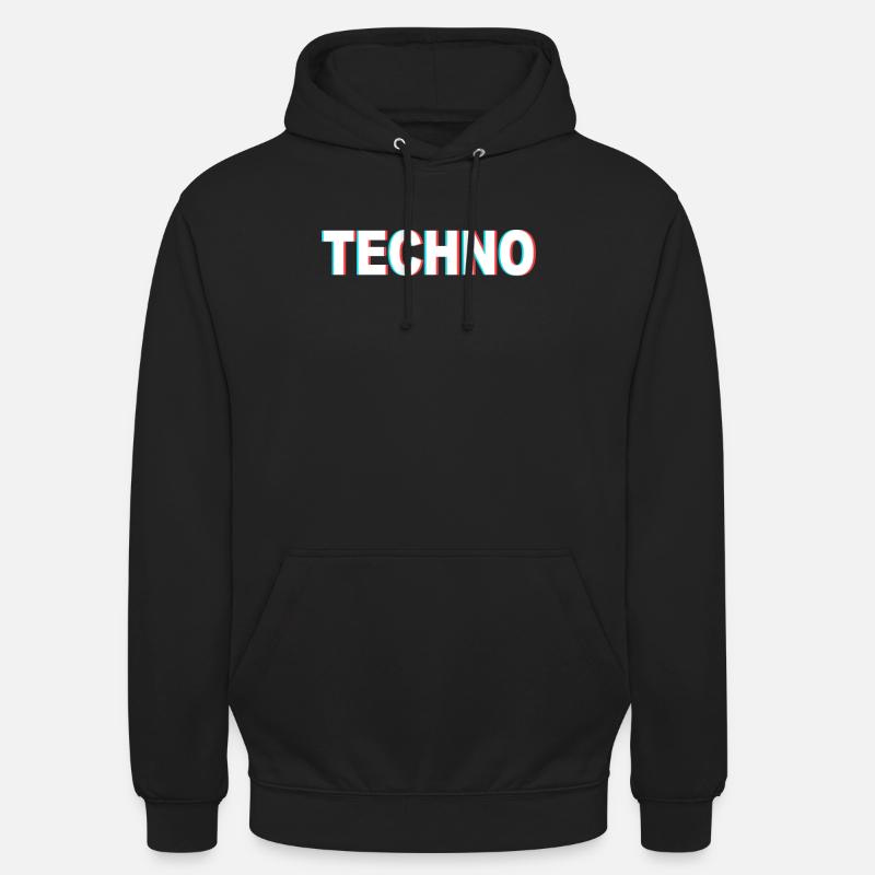 Techno - Sweat-shirt à capuche unisexe - noir