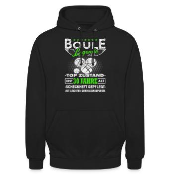 Boule - Boulespieler 30 Jahre - Unisex Hoodie - Schwarz - Vorne - Alina (178cm) & Michal (187cm)