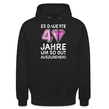 40 Jahre Gratulieren Geburtstagsgruß - Unisex Hoodie - Schwarz - Vorne - Alina (178cm) & Michal (187cm)