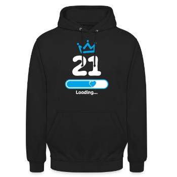 21ème anniversaire 21 ans idées cadeaux - Sweat-shirt à capuche unisexe - noir - Devant - Alina (178cm) & Michal (187cm)