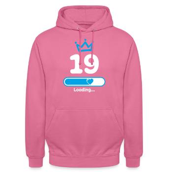 19th Birthday Krone Congratulations Congratulations - Unisex Hoodie - pink - Front - Alina (178cm) & Michal (187cm)