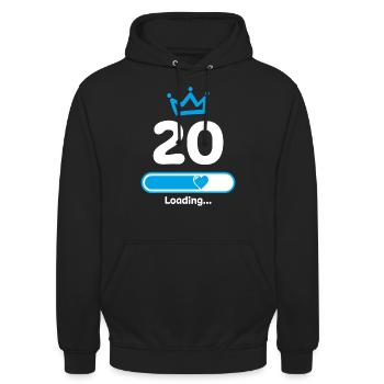 Faisceau de chargement du 20e anniversaire - Sweat-shirt à capuche unisexe - noir - Devant - Alina (178cm) & Michal (187cm)