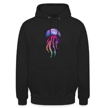 Bunte Qualle - Unisex Hoodie - Schwarz - Vorne - Alina (178cm) & Michal (187cm)