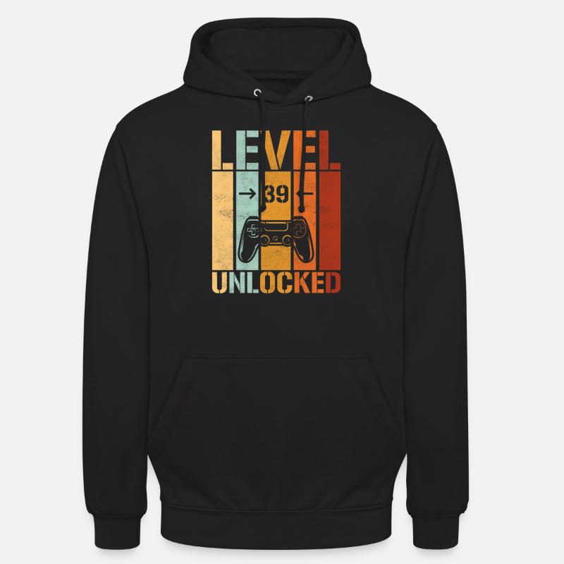 39e anniversaire Niveau 39 débloqué - Sweat-shirt à capuche unisexe - noir