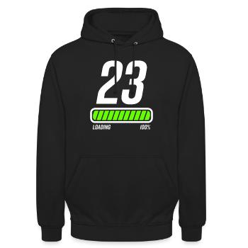 23. Geburtstag 23 Jahre Geburtstag - Unisex Hoodie - Schwarz - Vorne - Alina (178cm) & Michal (187cm)