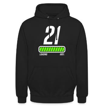 21 ans 21e anniversaire Poutre de chargement - Sweat-shirt à capuche unisexe - noir - Devant - Alina (178cm) & Michal (187cm)