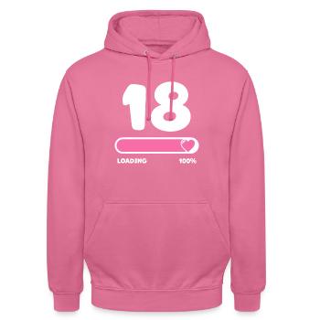 18ème anniversaire 18 ans - Sweat-shirt à capuche unisexe - rose - Devant - Alina (178cm) & Michal (187cm)