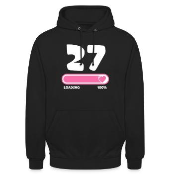 27. Geburtstag 27 Jahre - Unisex Hoodie - Schwarz - Vorne - Alina (178cm) & Michal (187cm)