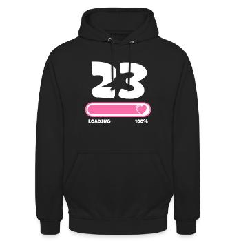 23rd birthday 23 years - Unisex Hoodie - black - Front - Alina (178cm) & Michal (187cm)