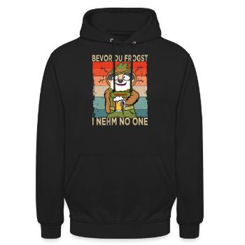 Bierspruch - Bierliebhaber - Faultier in Tracht - Unisex Hoodie - Schwarz - Vorne - Alina (178cm) & Michal (187cm)