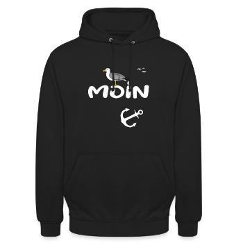 Moin Möwe - Unisex Hoodie - Schwarz - Vorne - Alina (178cm) & Michal (187cm)