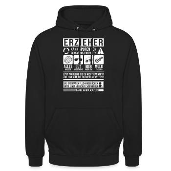 Erzieher Spruch lustig - Unisex Hoodie - Schwarz - Vorne - Alina (178cm) & Michal (187cm)