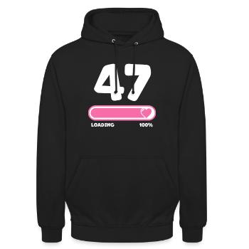 47. Geburtstag 47 Jahre - Unisex Hoodie - Schwarz - Vorne - Alina (178cm) & Michal (187cm)