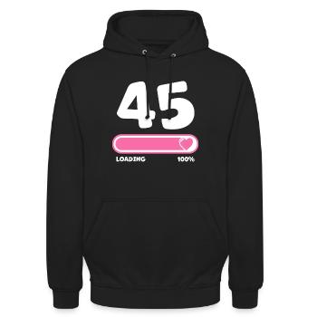45th birthday 45 years - Unisex Hoodie - black - Front - Alina (178cm) & Michal (187cm)