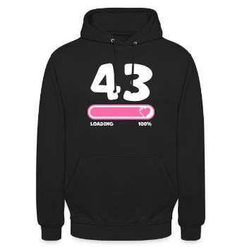43. Geburtstag 43 Jahre - Unisex Hoodie - Schwarz - Vorne - Alina (178cm) & Michal (187cm)