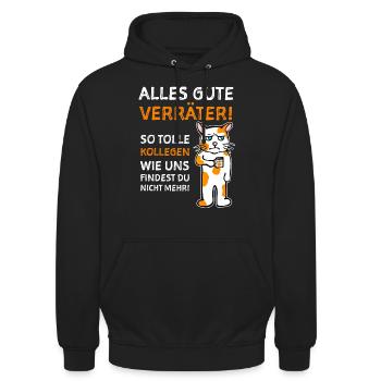 Kollege Abschiedsgeschenk Bürohumor - Unisex Hoodie - Schwarz - Vorne - Alina (178cm) & Michal (187cm)