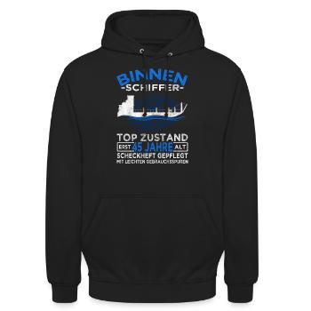 Binnenschiffer 45 Jahre - Boot Kapitän - Unisex Hoodie - Schwarz - Vorne - Alina (178cm) & Michal (187cm)