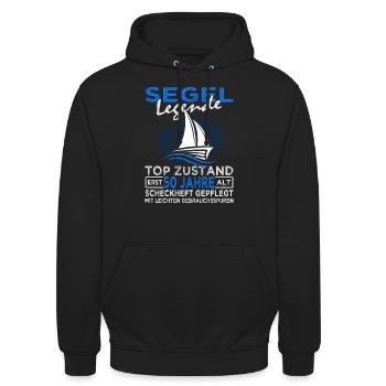 Segel Legende 50 Jahre - Segeln - Segelboot - Unisex Hoodie - Schwarz - Vorne - Alina (178cm) & Michal (187cm)