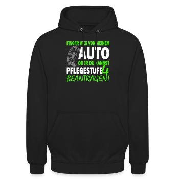 Finger weg von meinem Auto - Tuning - Schrauber - Unisex Hoodie - Schwarz - Vorne - Alina (178cm) & Michal (187cm)