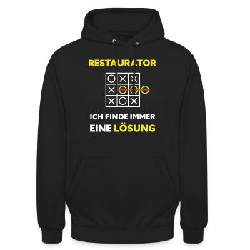 Restaurator Restaurierung Lustiger Spruch - Unisex Hoodie - Schwarz - Vorne - Alina (178cm) & Michal (187cm)