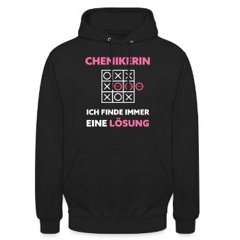 Chemikerin Chemie Lustiger Spruch - Unisex Hoodie - Schwarz - Vorne - Alina (178cm) & Michal (187cm)
