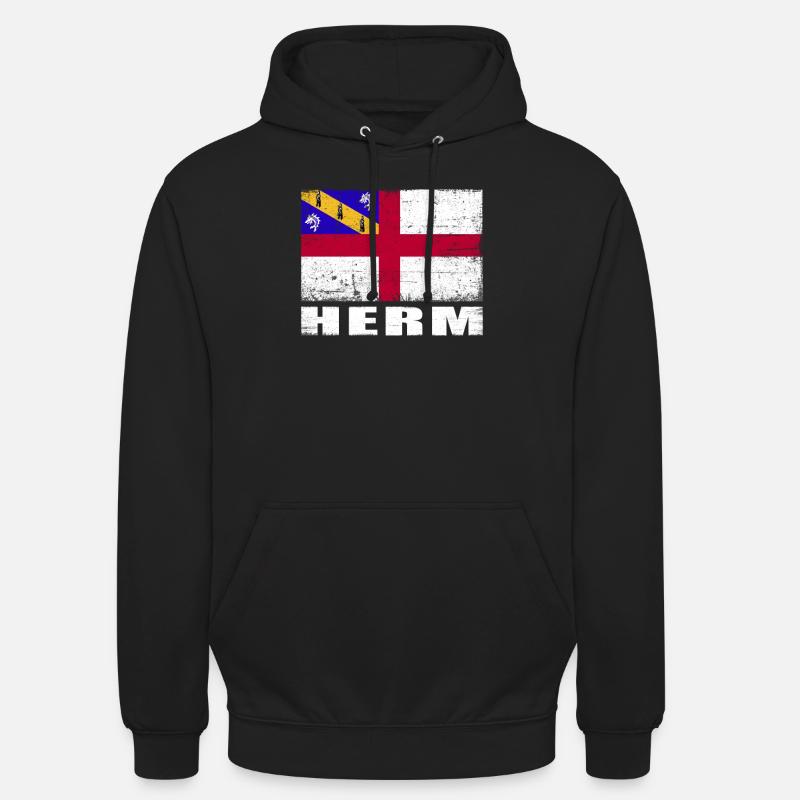 Drapeau Herm Grunge Drapeau Herm - Sweat-shirt à capuche unisexe - noir