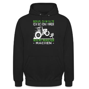 Beruflich wollte ich schon immer - Landwirt - Unisex Hoodie - Schwarz - Vorne - Alina (178cm) & Michal (187cm)