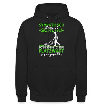 Platzwart - Rasen mähen - Rasenpflege- Gärtner - Unisex Hoodie - Schwarz - Vorne - Alina (178cm) & Michal (187cm)