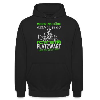 Platzwart - Rasen mähen - Rasenpflege- Gärtner - Unisex Hoodie - Schwarz - Vorne - Alina (178cm) & Michal (187cm)