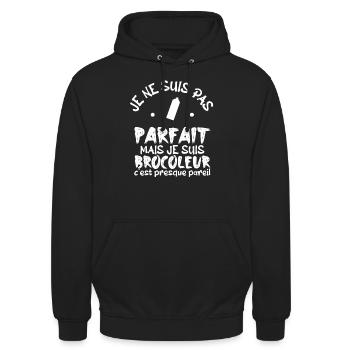 pas parfait mais je suis bricoleur ! - Sweat-shirt à capuche unisexe - noir - Devant - Alina (178cm) & Michal (187cm)