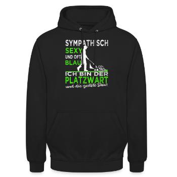Platzwart - Rasen mähen - Rasenpflege- Gärtner - Unisex Hoodie - Schwarz - Vorne - Alina (178cm) & Michal (187cm)