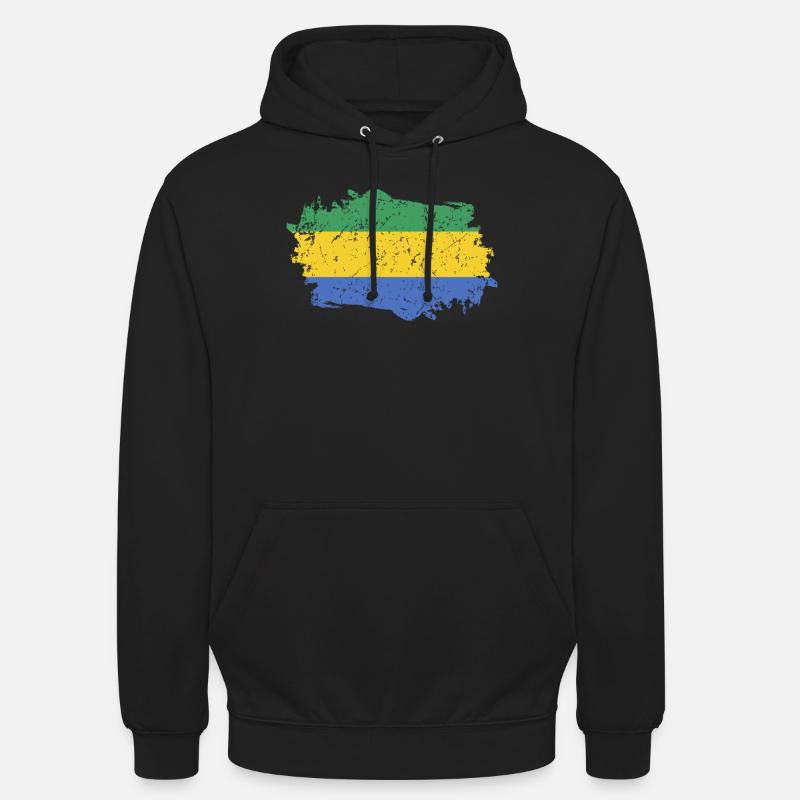 Gabon Drapeau Grunge Gabon Drapeau - Sweat-shirt à capuche unisexe - noir