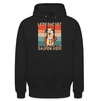 Ich bin nur zum Saufen hier Faultier Männerabend - Unisex Hoodie - Schwarz - Vorne - Alina (178cm) & Michal (187cm)