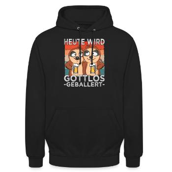 Biertrinker - Männerabend - Saufen - Unisex Hoodie - Schwarz - Vorne - Alina (178cm) & Michal (187cm)