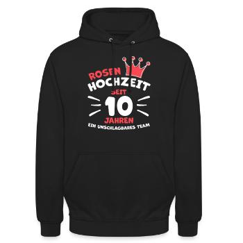 Rosenhochzeit 10 Jahre Verheiratet Hochzeitstag - Unisex Hoodie - Schwarz - Vorne - Alina (178cm) & Michal (187cm)