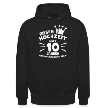 Rosenhochzeit 10 Jahre Verheiratet Hochzeitstag - Unisex Hoodie - Schwarz - Vorne - Alina (178cm) & Michal (187cm)