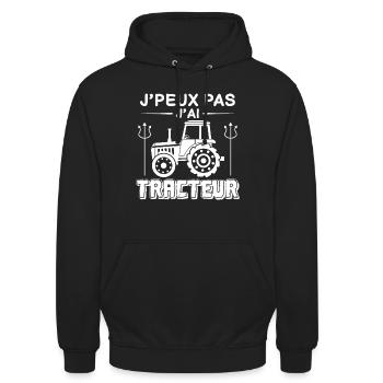 J'peux pas j'ai tracteur - Sweat-shirt à capuche unisexe - noir - Devant - Alina (178cm) & Michal (187cm)
