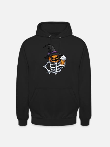 Skeleton Pumpkin Face - Unisex Hoodie - black