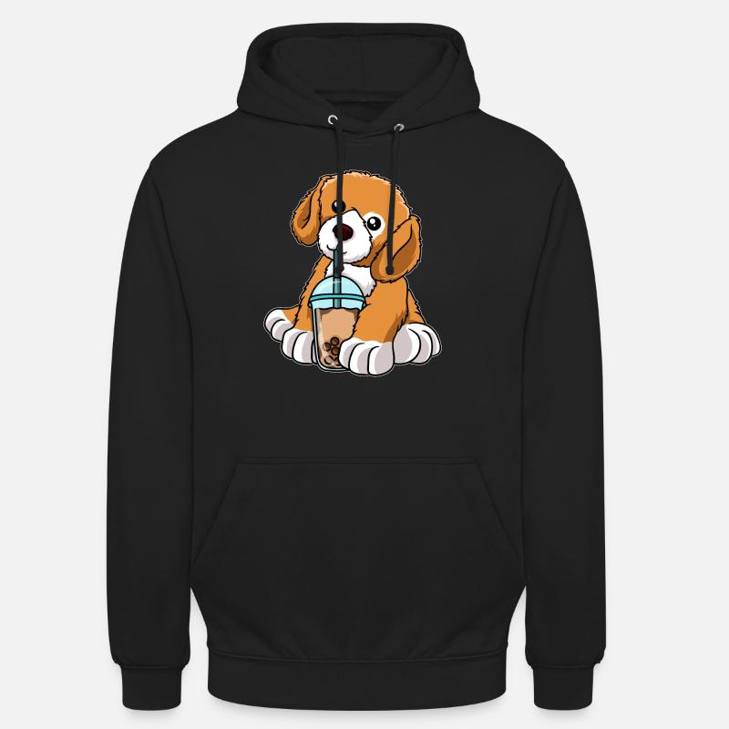 Hund trinkt Bubble Tea - Unisex Hoodie - Schwarz