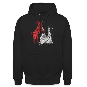 Kölner Dom Köln Rot Weiß Kölle Karneval Konfetti - Unisex Hoodie - Schwarz - Vorne - Alina (178cm) & Michal (187cm)