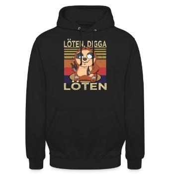 Löten Digga Löten - Biertrinker Spruch - Saufen - Unisex Hoodie - Schwarz - Vorne - Alina (178cm) & Michal (187cm)