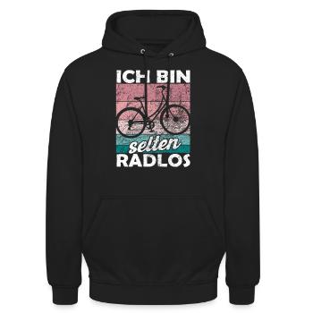 Ich bin selten Radlos - lustiger Spruch - Unisex Hoodie - Schwarz - Vorne - Alina (178cm) & Michal (187cm)