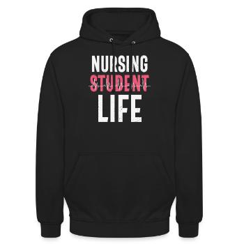 Vie étudiante en soins infirmiers Vintage - Sweat-shirt à capuche unisexe - noir - Devant - Alina (178cm) & Michal (187cm)