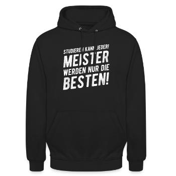 Meister Lustiger Spruch Geschenk - Unisex Hoodie - Schwarz - Vorne - Alina (178cm) & Michal (187cm)