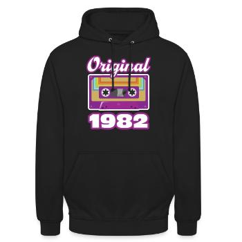 1982 Année de construction Année de naissance - Sweat-shirt à capuche unisexe - noir - Devant - Alina (178cm) & Michal (187cm)
