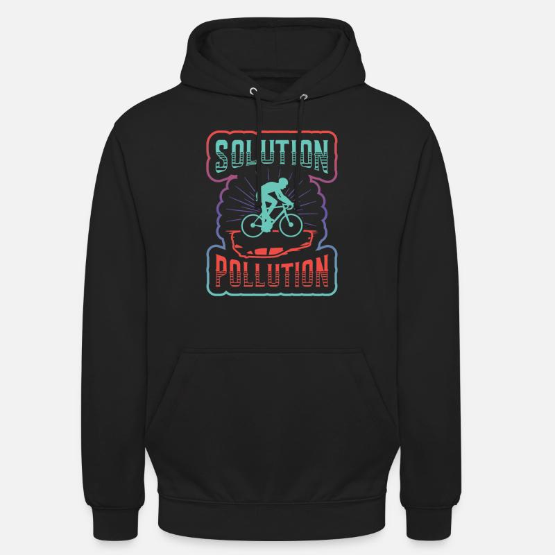 Polution Solution Umweltschutz Radfahren. - Unisex Hoodie - Schwarz