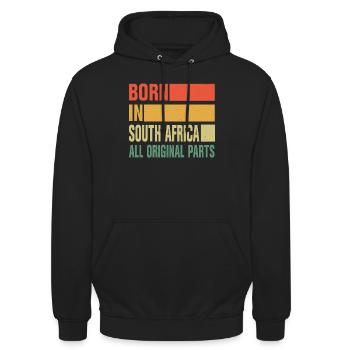 Né en Afrique du Sud - Sweat-shirt à capuche unisexe - noir - Devant - Alina (178cm) & Michal (187cm)