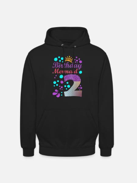 Birthday Mermaid 2 Shell Summer Vibe 2nd - Felpa con cappuccio unisex - nero
