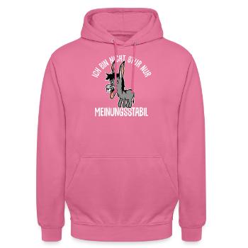Ich bin nicht stur - nur meinungsstabil Esel - Unisex Hoodie - Pink - Vorne - Alina (178cm) & Michal (187cm)